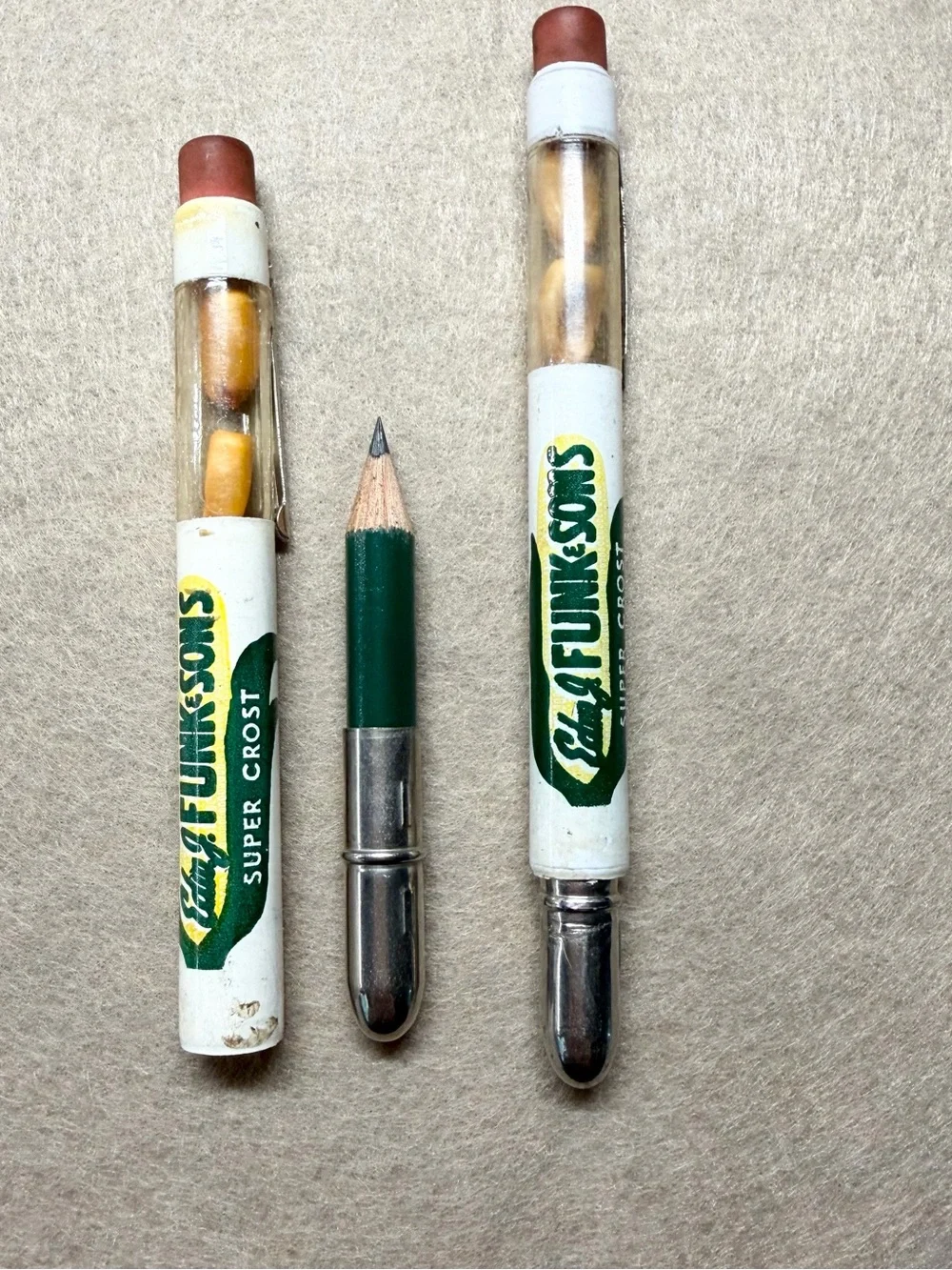 Vintage Bullet Pencil Set Edw J Funk Sons Seed Corn